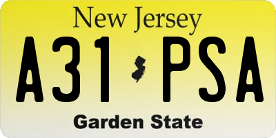 NJ license plate A31PSA