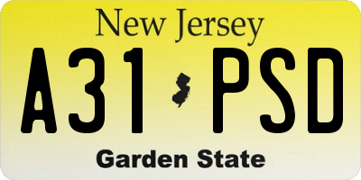 NJ license plate A31PSD