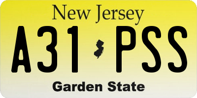 NJ license plate A31PSS