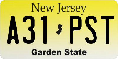 NJ license plate A31PST