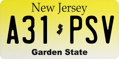 NJ license plate A31PSV