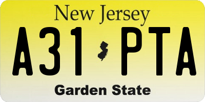 NJ license plate A31PTA