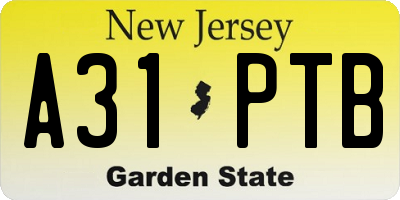 NJ license plate A31PTB