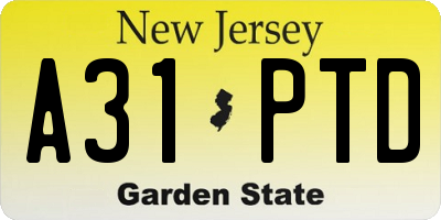 NJ license plate A31PTD