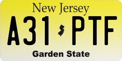 NJ license plate A31PTF