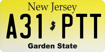 NJ license plate A31PTT