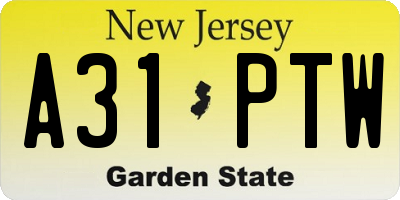 NJ license plate A31PTW