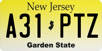 NJ license plate A31PTZ