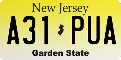 NJ license plate A31PUA