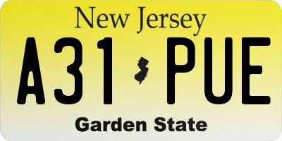 NJ license plate A31PUE
