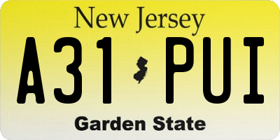 NJ license plate A31PUI