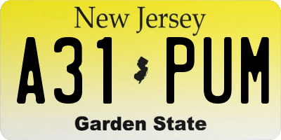 NJ license plate A31PUM