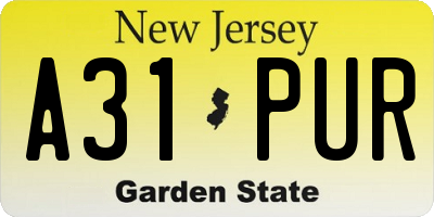 NJ license plate A31PUR