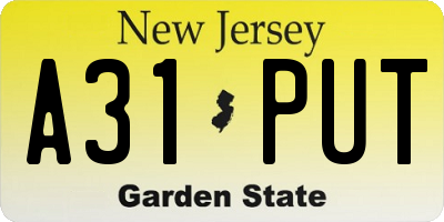 NJ license plate A31PUT