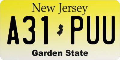 NJ license plate A31PUU