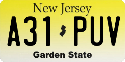 NJ license plate A31PUV