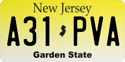 NJ license plate A31PVA