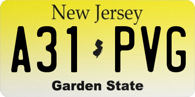 NJ license plate A31PVG