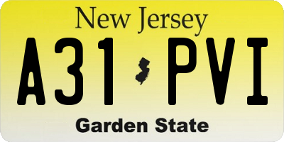 NJ license plate A31PVI