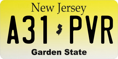 NJ license plate A31PVR