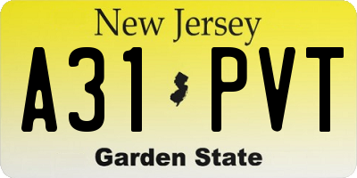 NJ license plate A31PVT