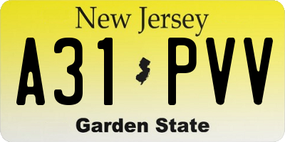 NJ license plate A31PVV