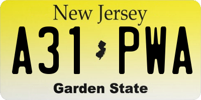 NJ license plate A31PWA