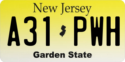NJ license plate A31PWH