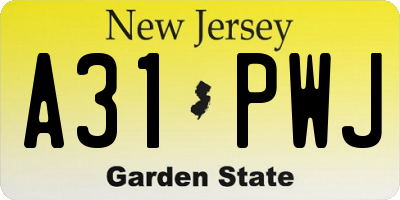 NJ license plate A31PWJ