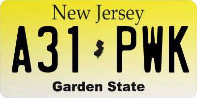NJ license plate A31PWK