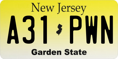 NJ license plate A31PWN