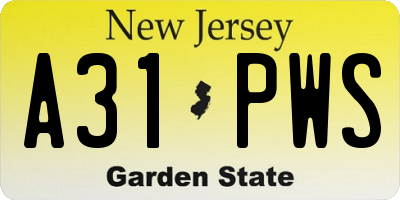 NJ license plate A31PWS