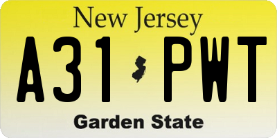 NJ license plate A31PWT