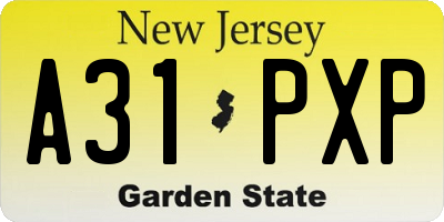 NJ license plate A31PXP