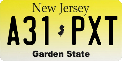 NJ license plate A31PXT