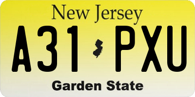 NJ license plate A31PXU