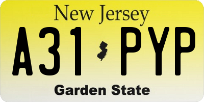 NJ license plate A31PYP
