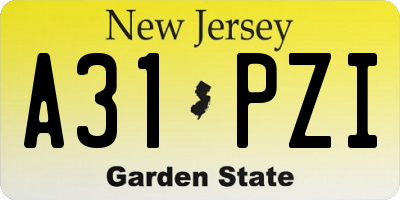 NJ license plate A31PZI