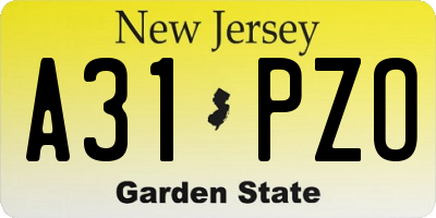 NJ license plate A31PZO