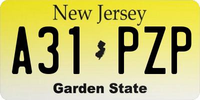 NJ license plate A31PZP