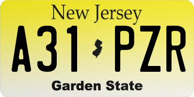 NJ license plate A31PZR