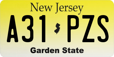 NJ license plate A31PZS