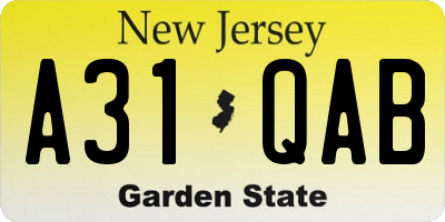 NJ license plate A31QAB