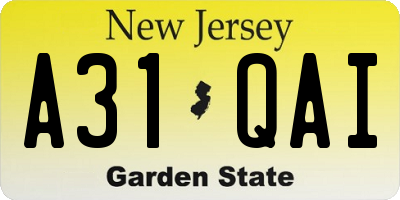NJ license plate A31QAI