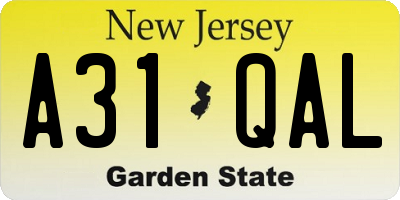 NJ license plate A31QAL