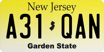 NJ license plate A31QAN