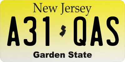 NJ license plate A31QAS