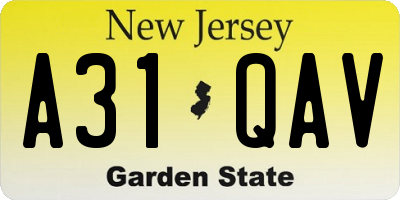 NJ license plate A31QAV