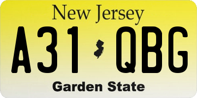 NJ license plate A31QBG