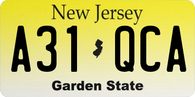 NJ license plate A31QCA
